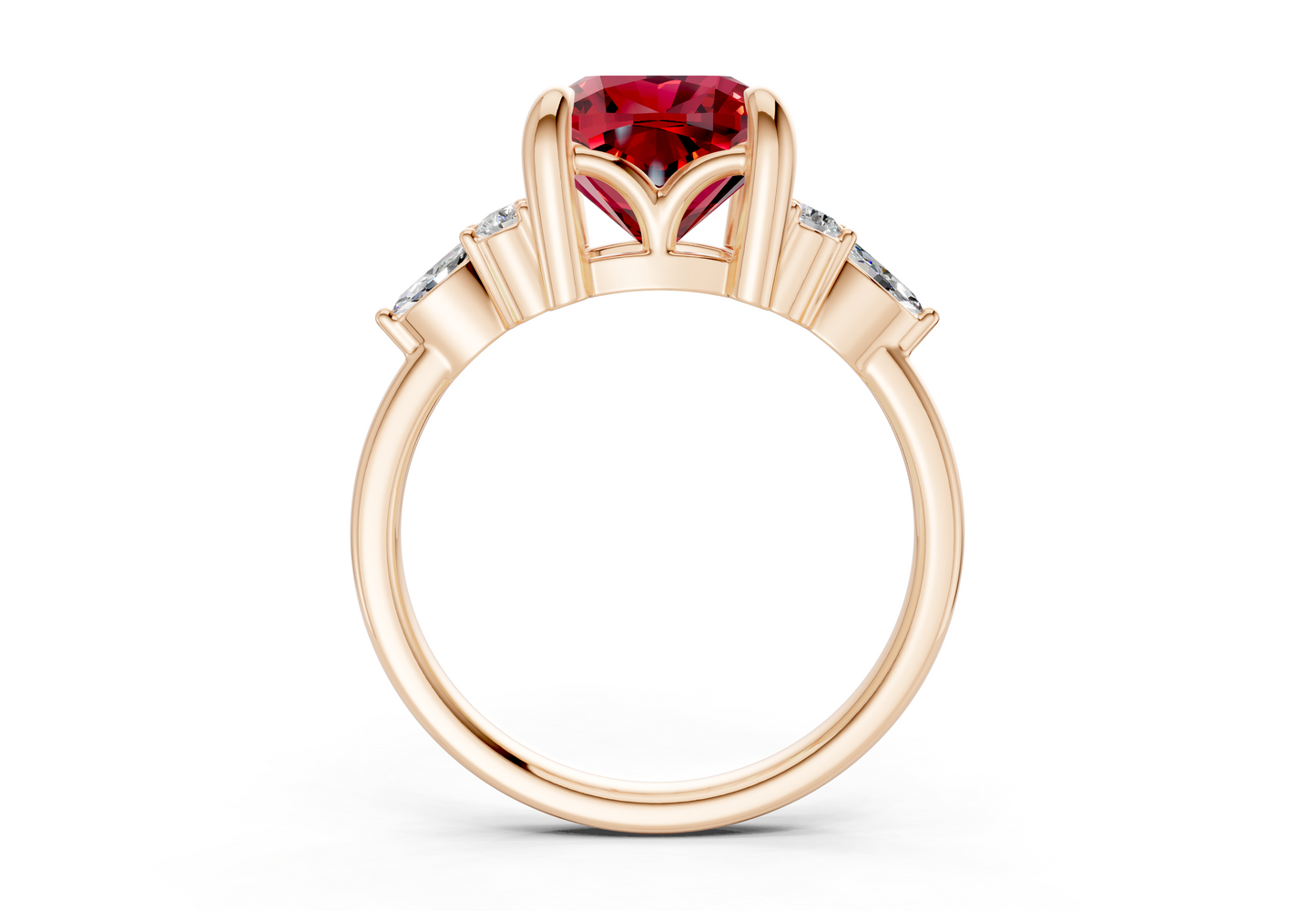 Lyra Ruby Gemstone Accent Cushion Square Cut 2mm Engagement Ring