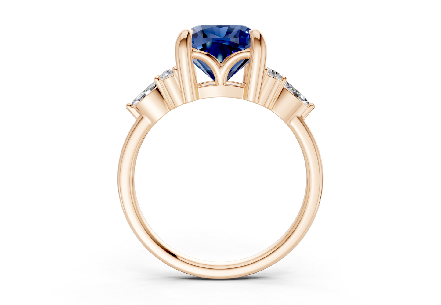Lyra Sapphire Gemstone Accent Cushion Square Cut 2.3mm Engagement Ring