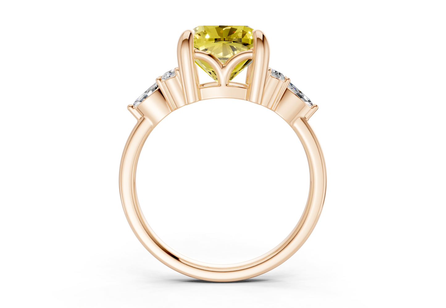 Lyra Yellow Diamond Accent Cushion Square Cut 2mm Engagement Ring