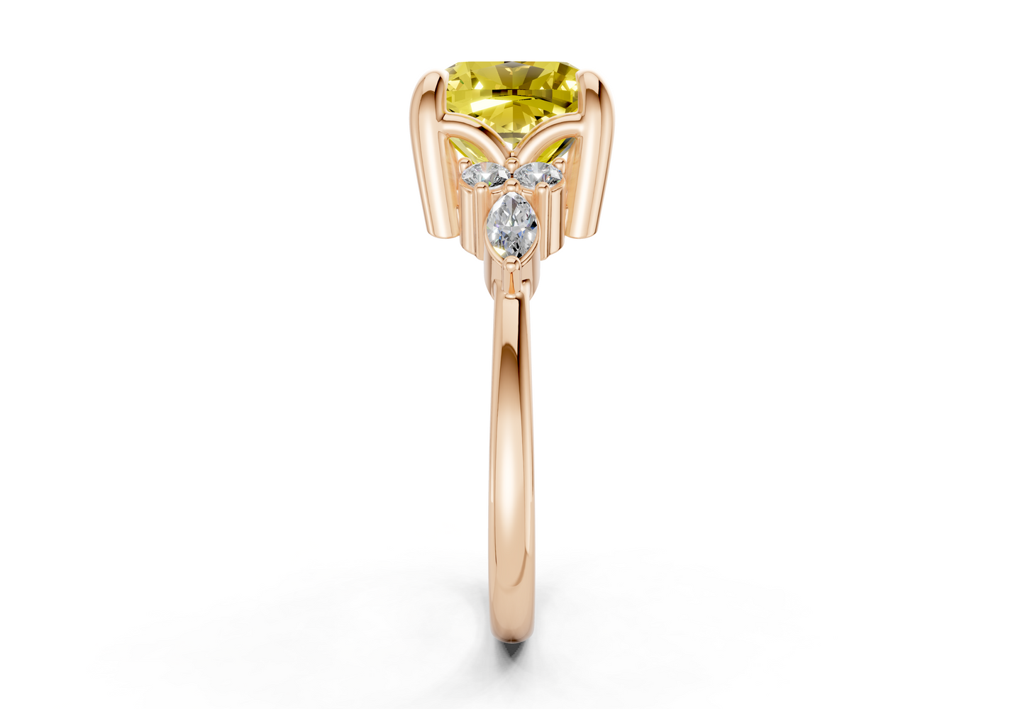 Lyra Yellow Diamond Accent Cushion Square Cut 2mm Engagement Ring