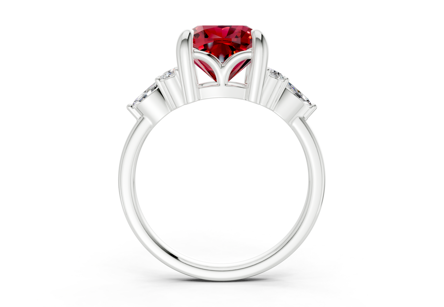 Lyra Ruby Gemstone Accent Cushion Square Cut 2mm Engagement Ring