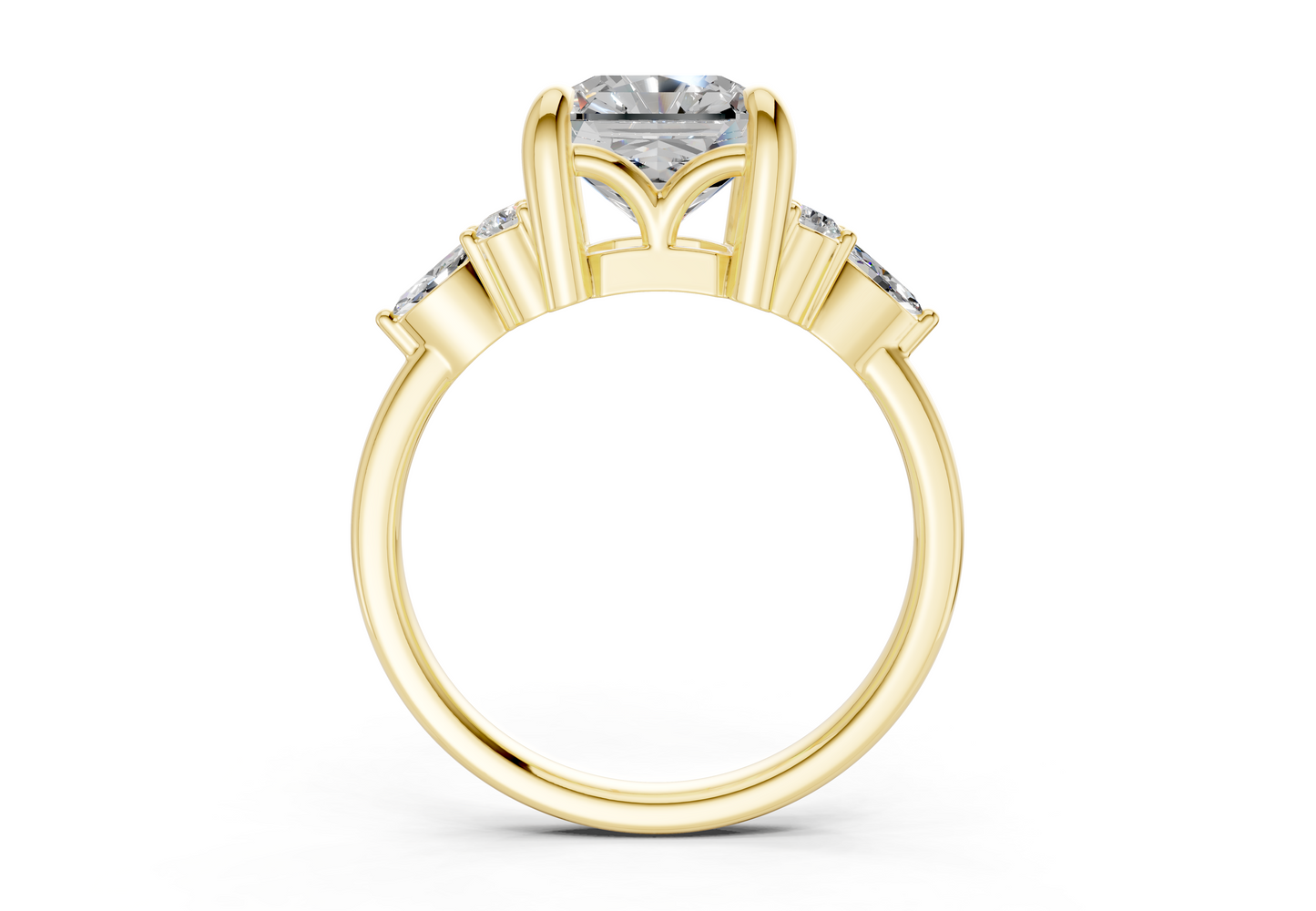 Lyra Diamond Accent Radiant Square Cut 2mm Engagement Ring