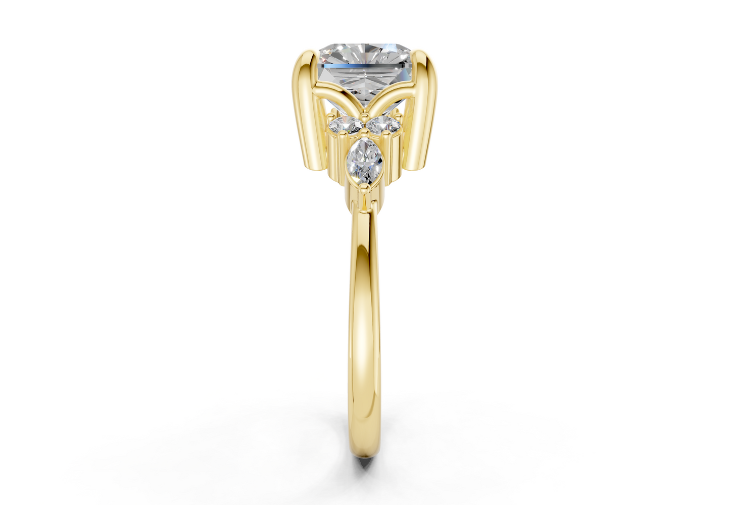 Lyra Diamond Accent Radiant Square Cut 2mm Engagement Ring