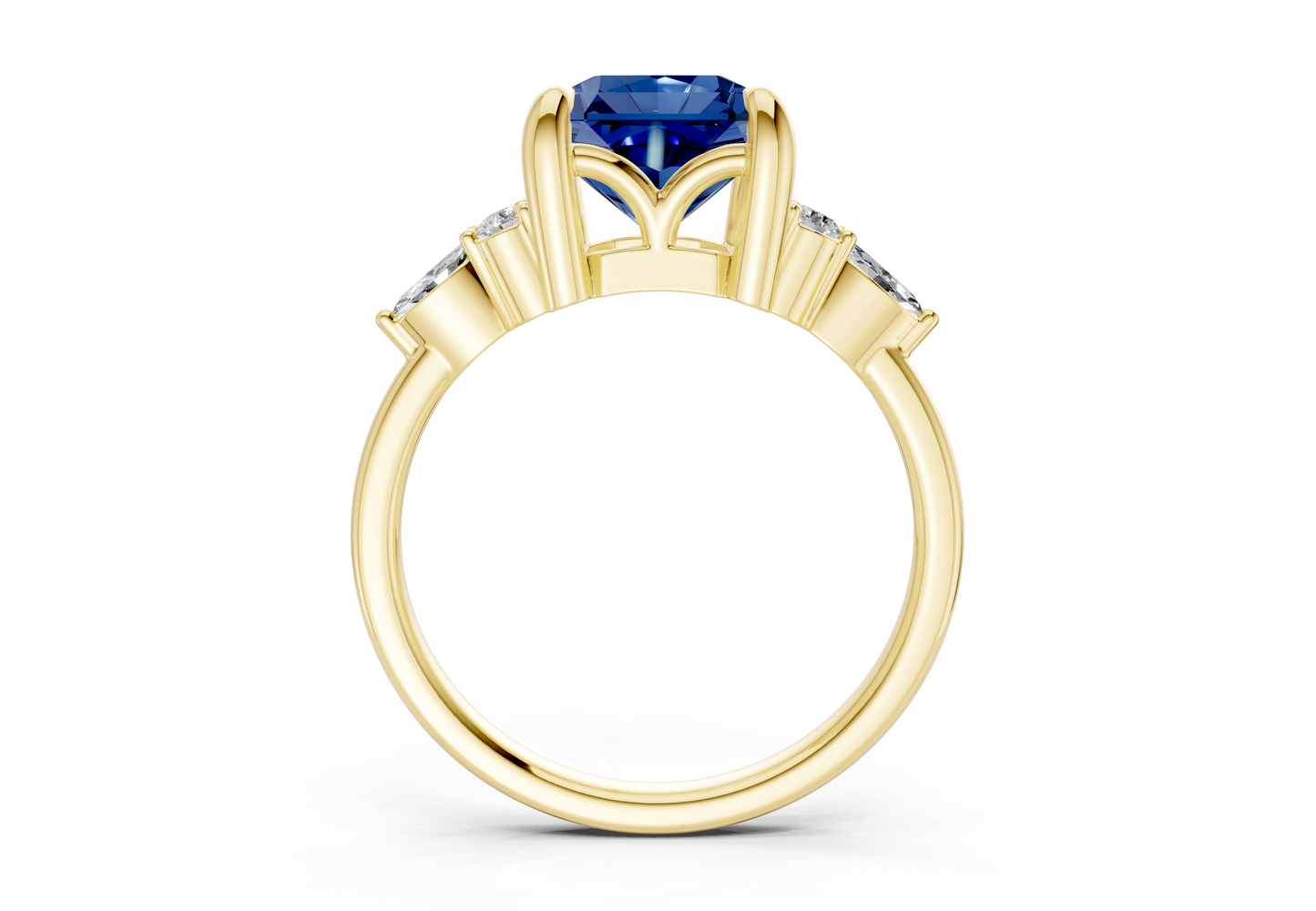 Lyra Sapphire Gemstone Accent Radiant Square Cut 1.8mm Engagement Ring