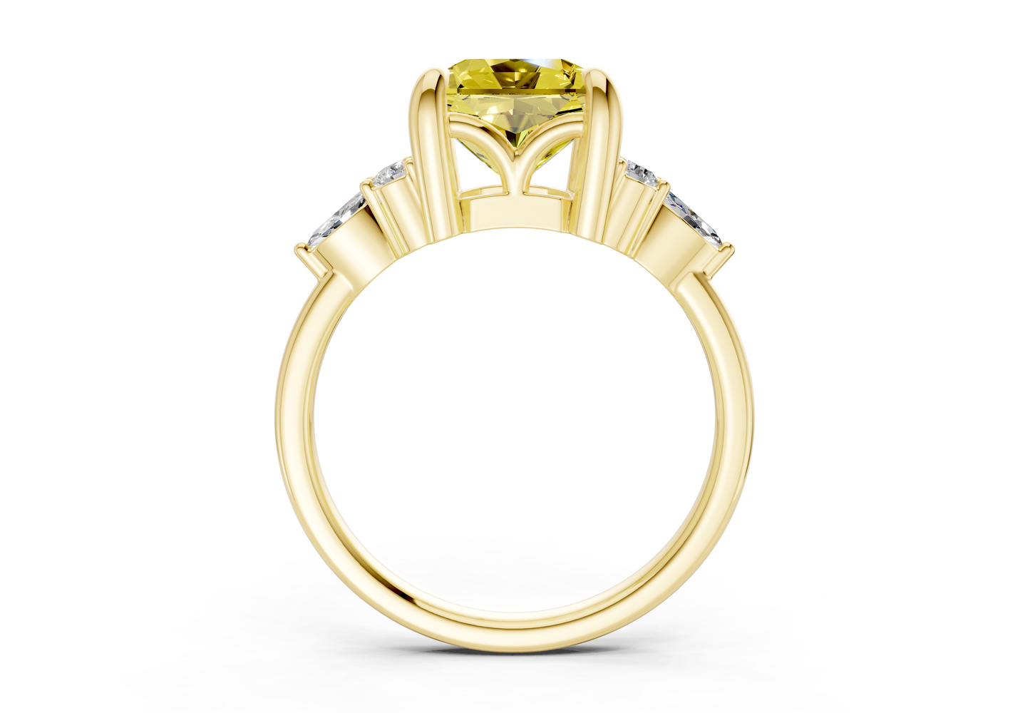 Lyra Yellow Diamond Accent Radiant Square Cut 2mm Engagement Ring