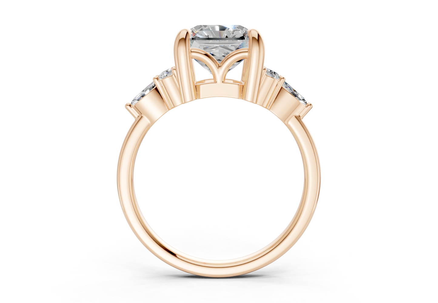 Lyra Diamond Accent Radiant Square Cut 2mm Engagement Ring
