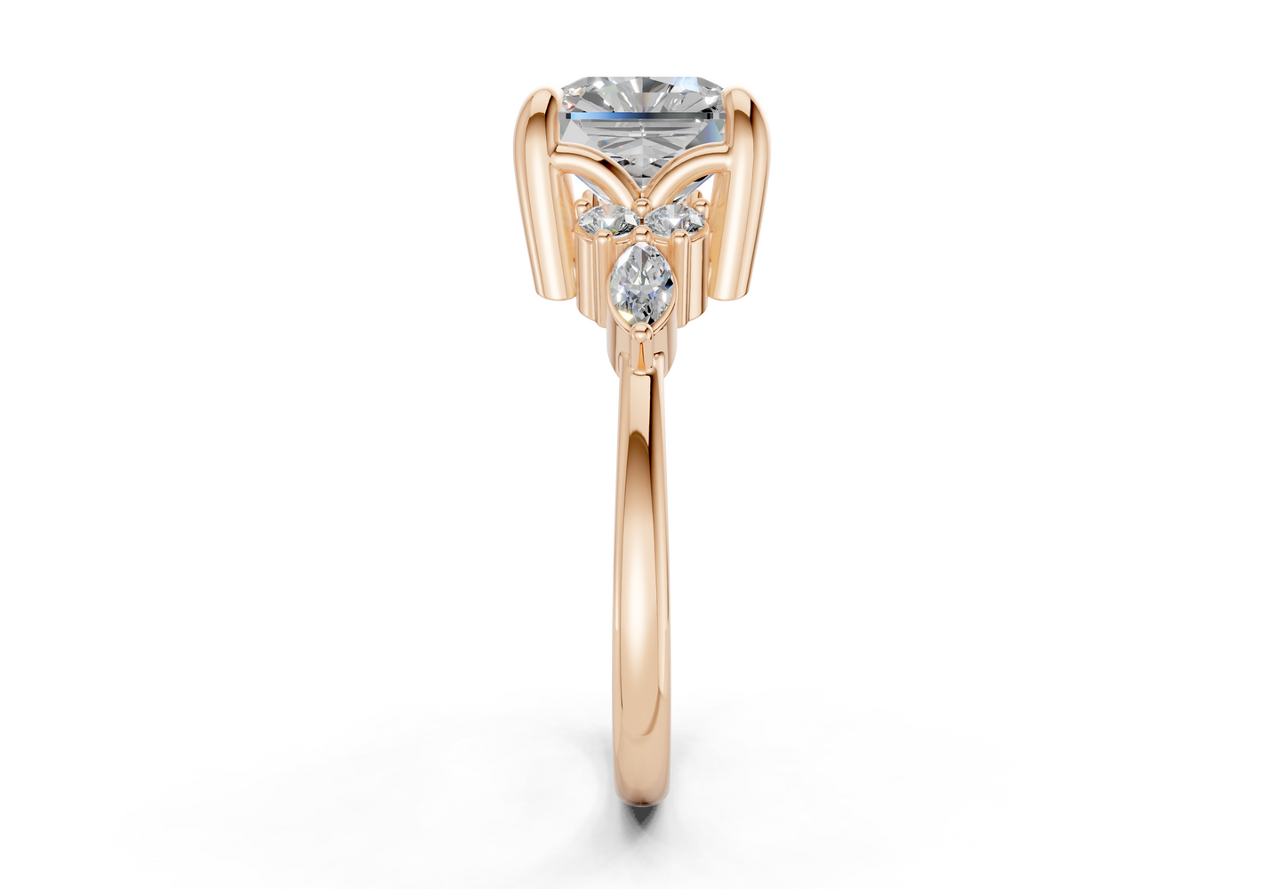 Lyra Diamond Accent Radiant Square Cut 2mm Engagement Ring