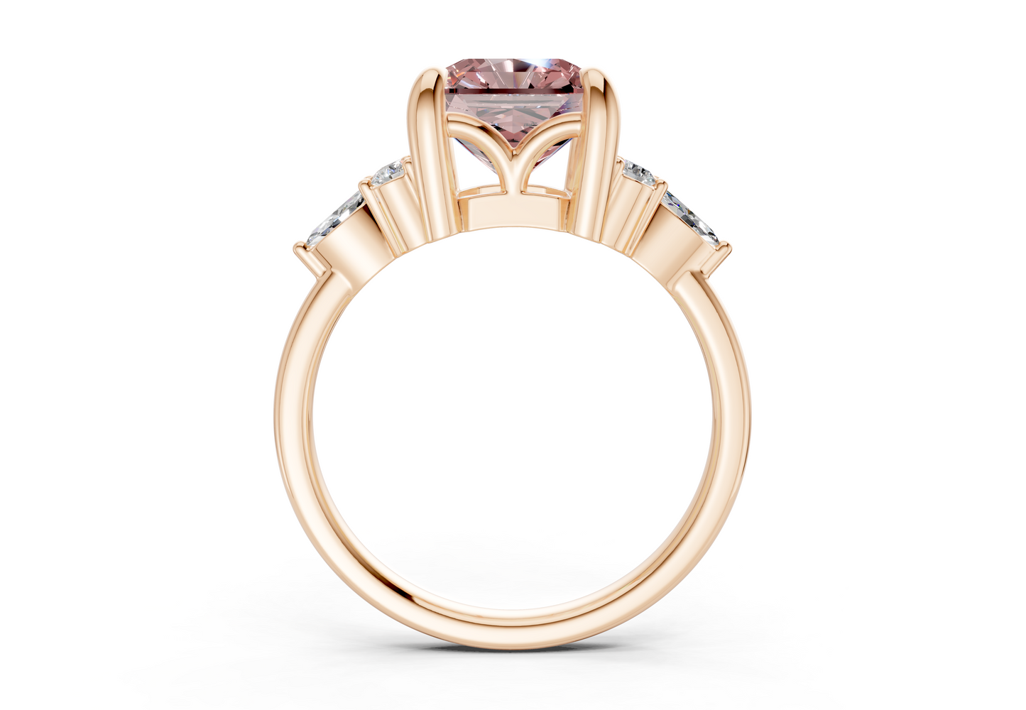 Lyra Pink Diamond Accent Radiant Square Cut 2.3mm Engagement Ring