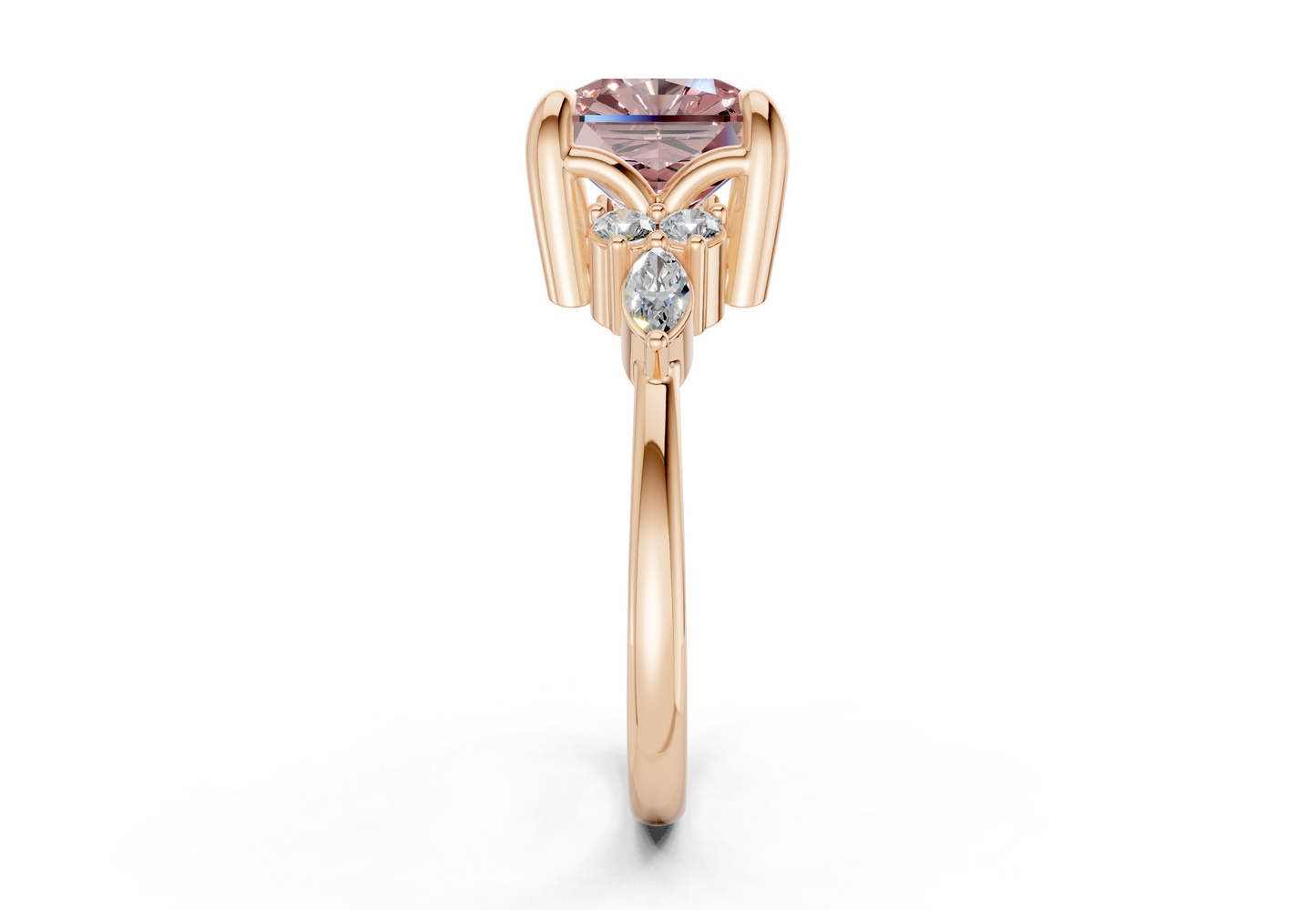 Lyra Pink Diamond Accent Radiant Square Cut 2.3mm Engagement Ring
