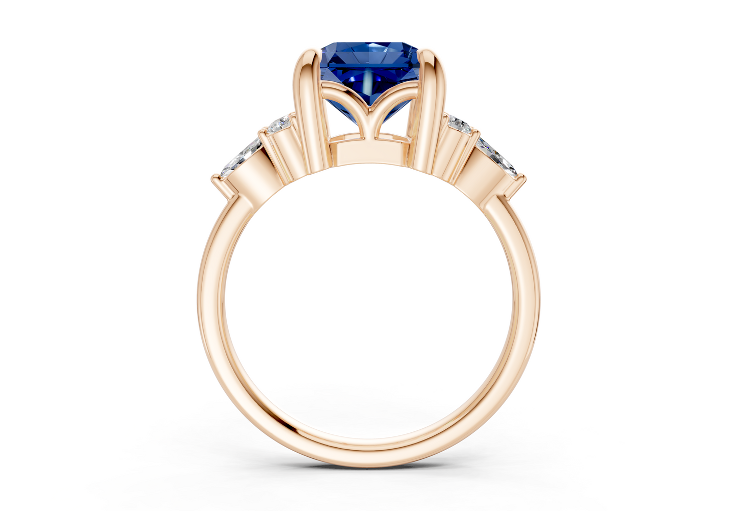 Lyra Sapphire Gemstone Accent Radiant Square Cut 1.8mm Engagement Ring