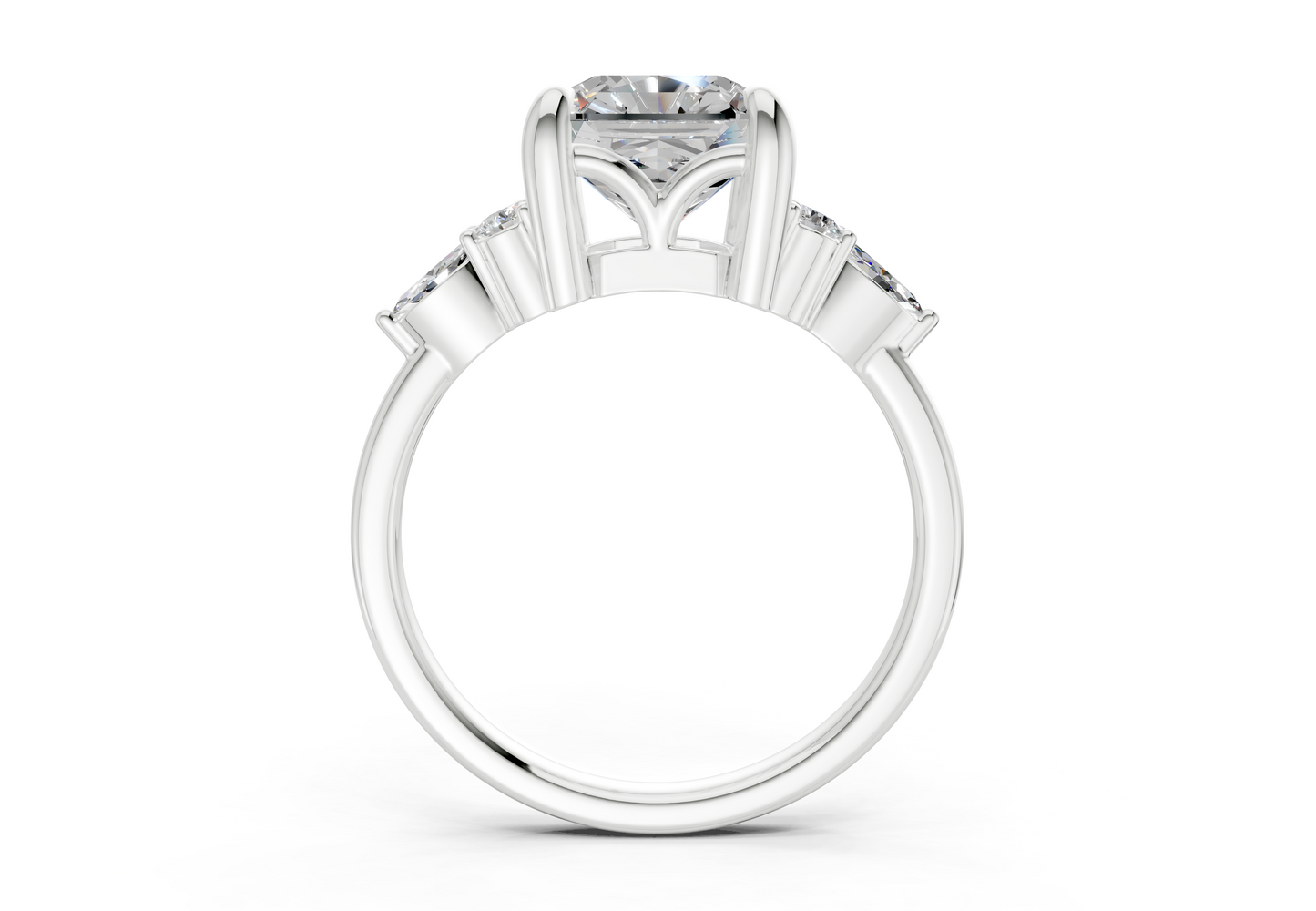 Lyra Diamond Accent Radiant Square Cut 2mm Engagement Ring
