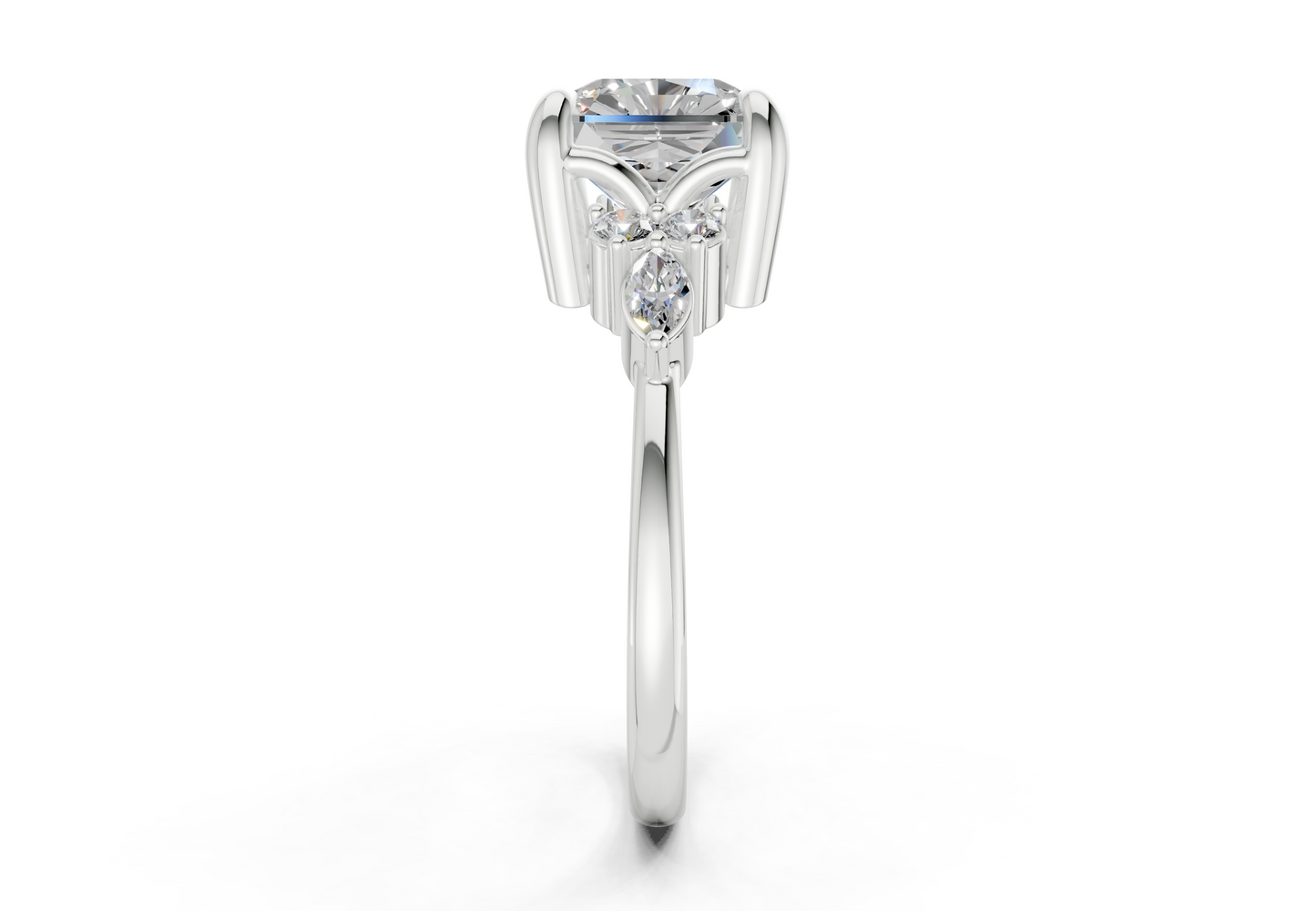 Lyra Diamond Accent Radiant Square Cut 2mm Engagement Ring