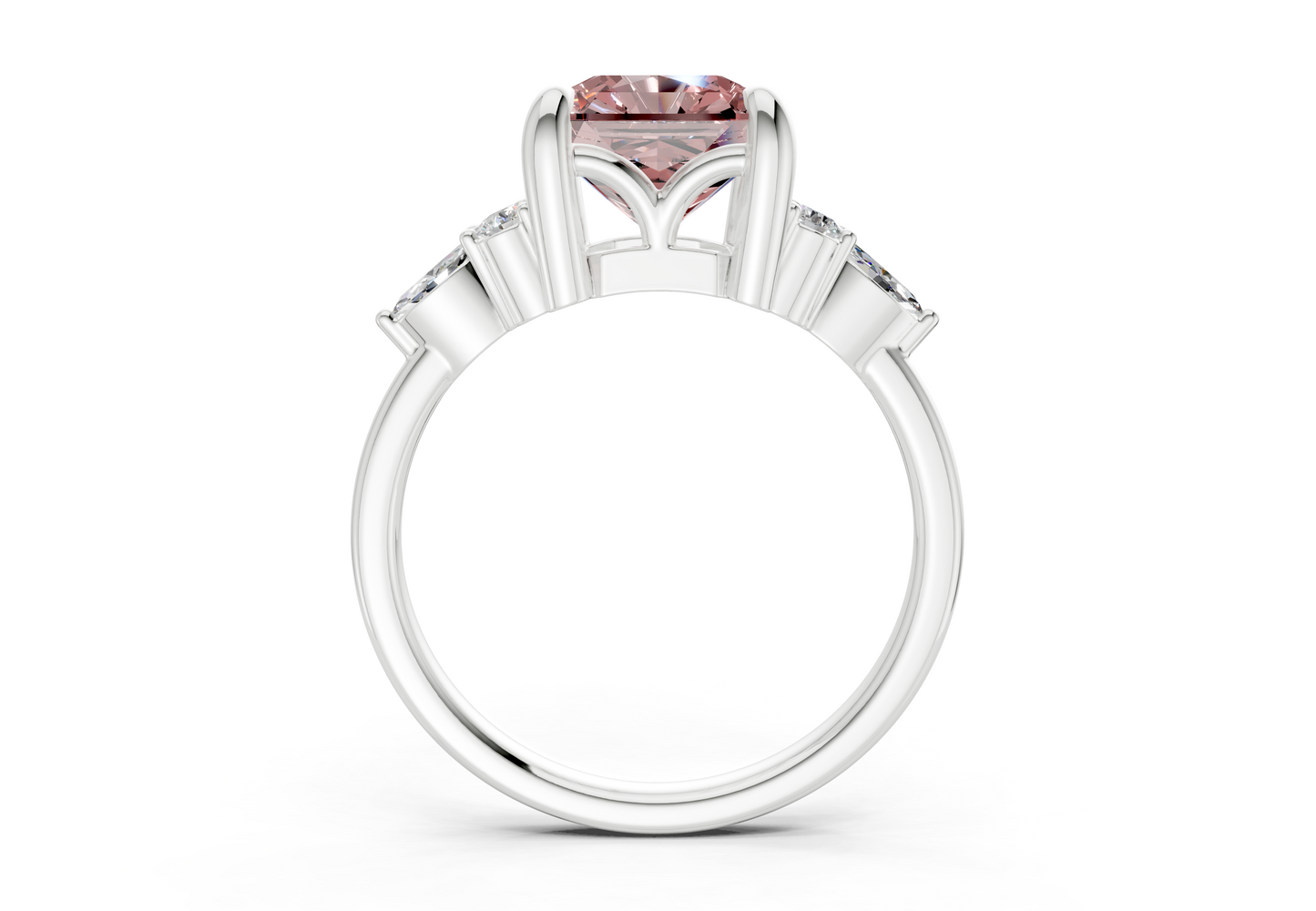 Lyra Pink Diamond Accent Radiant Square Cut 2.3mm Engagement Ring
