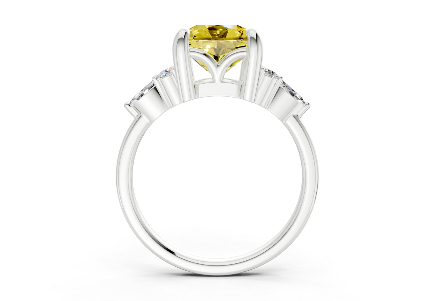 Lyra Yellow Diamond Accent Radiant Square Cut 2mm Engagement Ring