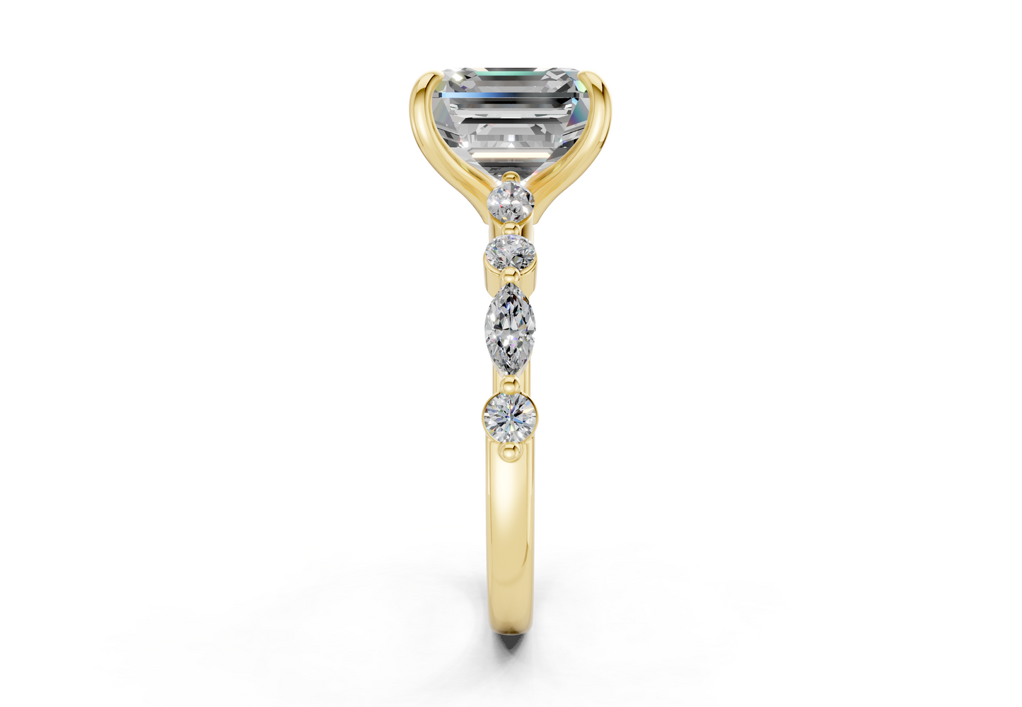 Aetheria Diamond Accent Asscher Cut 2mm Engagement Ring
