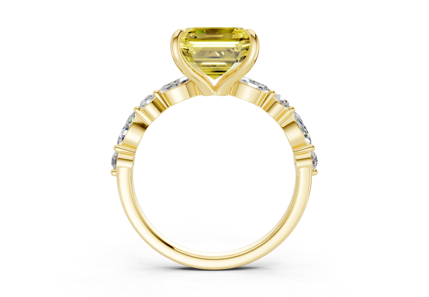 Aetheria Yellow Diamond Accent Asscher Cut 2mm Engagement Ring