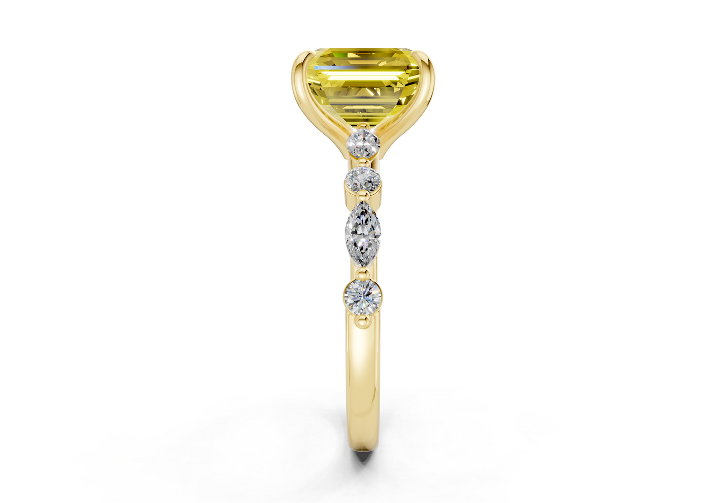 Aetheria Yellow Diamond Accent Asscher Cut 2mm Engagement Ring