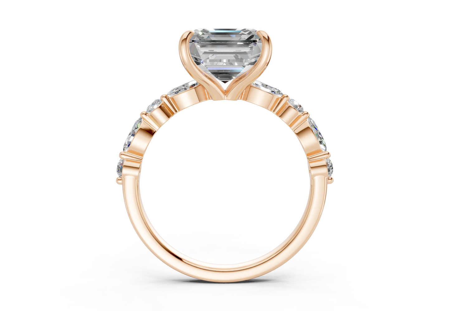 Aetheria Diamond Accent Asscher Cut 2mm Engagement Ring