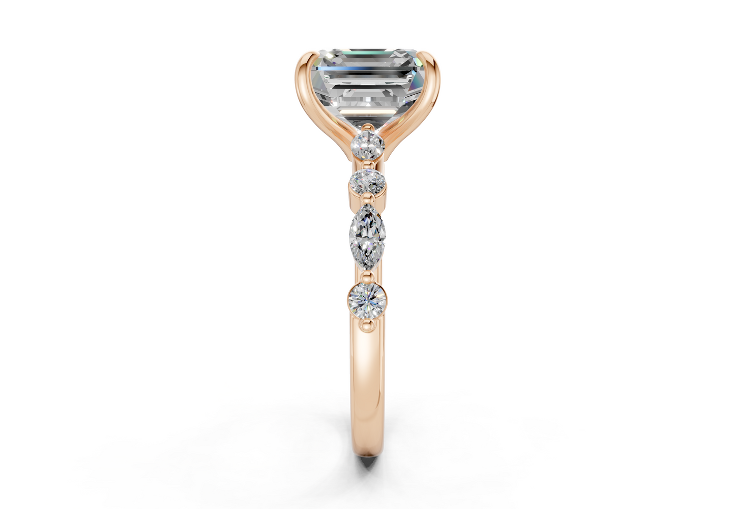 Aetheria Diamond Accent Asscher Cut 2mm Engagement Ring