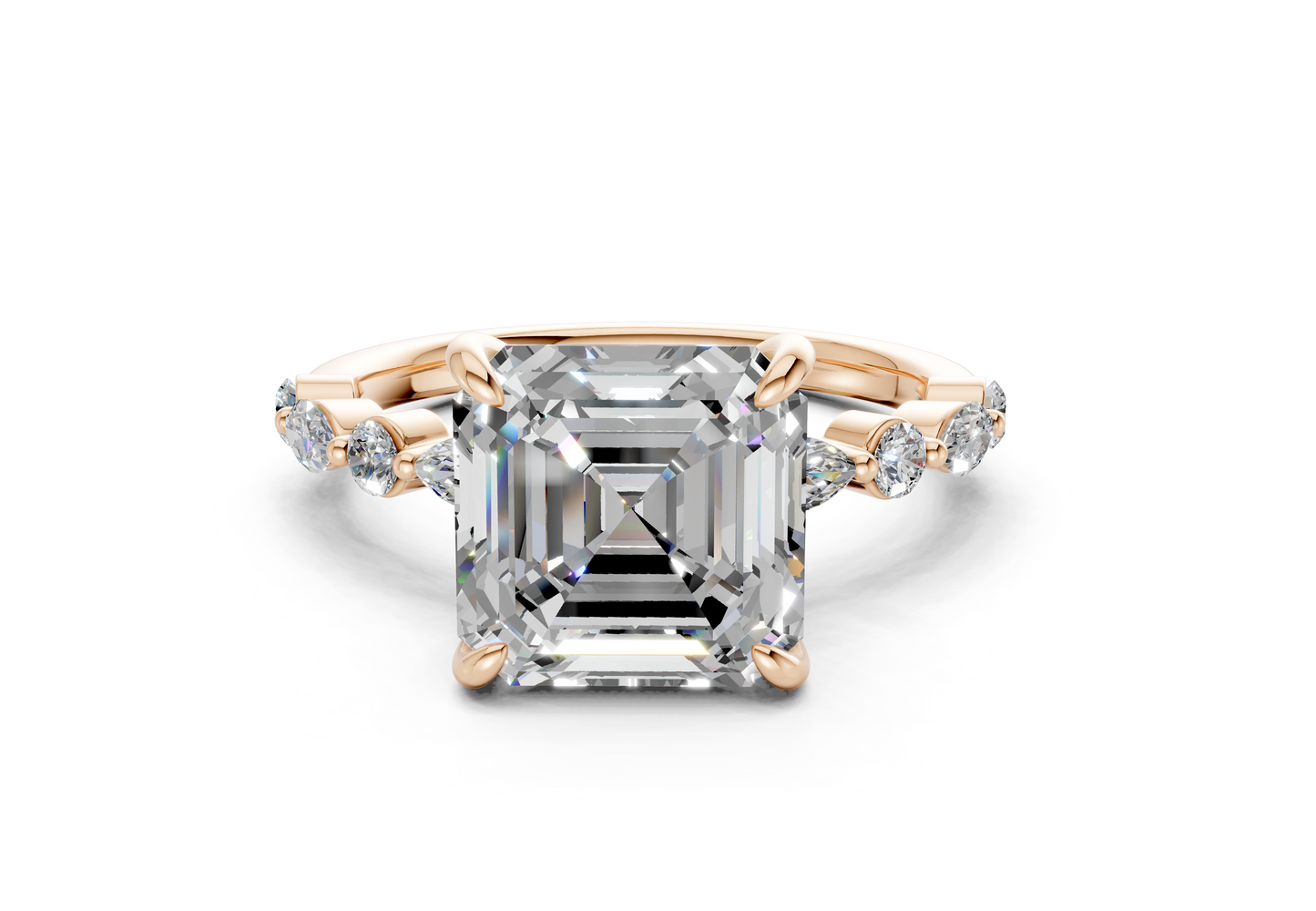 Aetheria Diamond Accent Asscher Cut 2mm Engagement Ring
