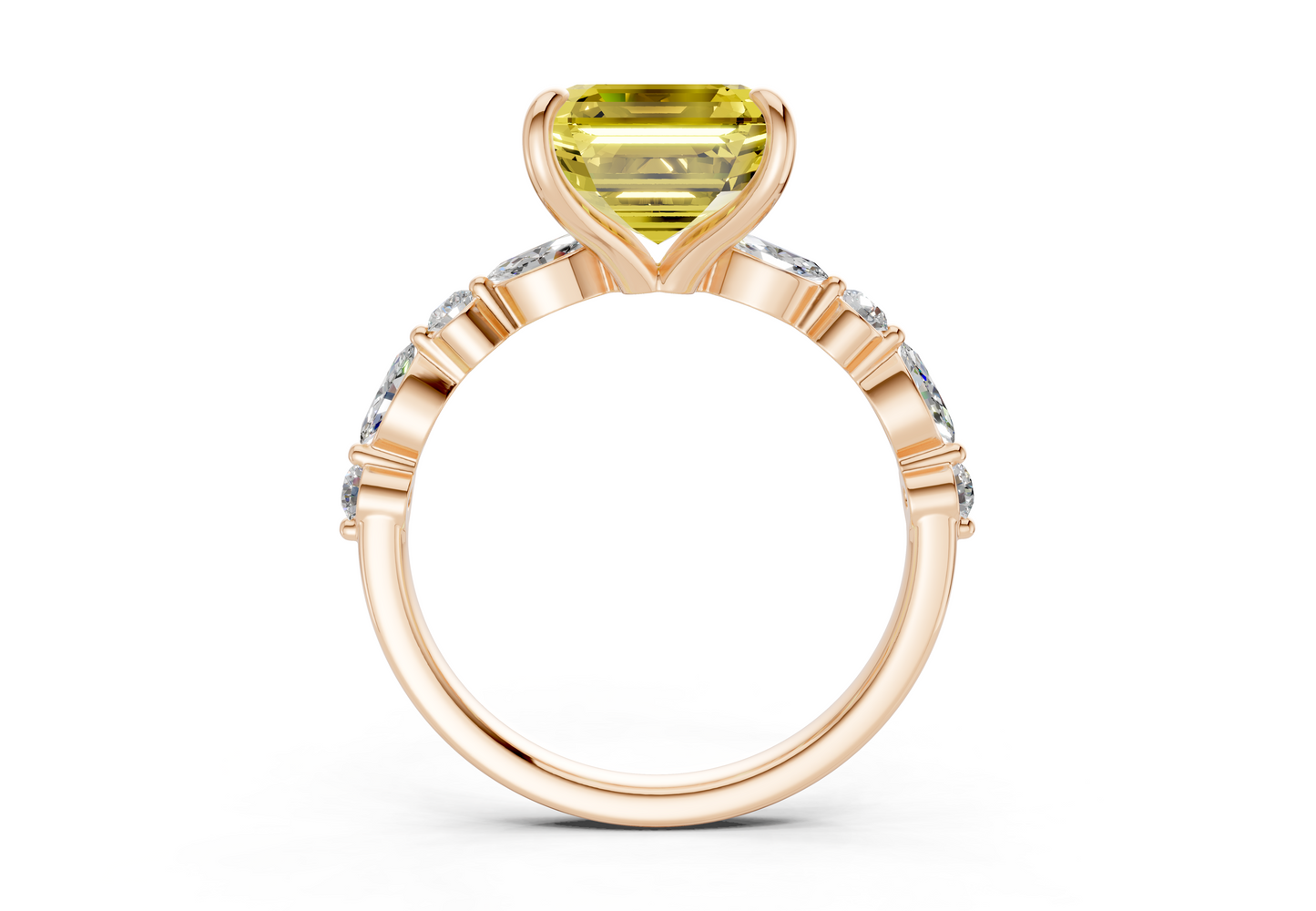 Aetheria Yellow Diamond Accent Asscher Cut 2mm Engagement Ring