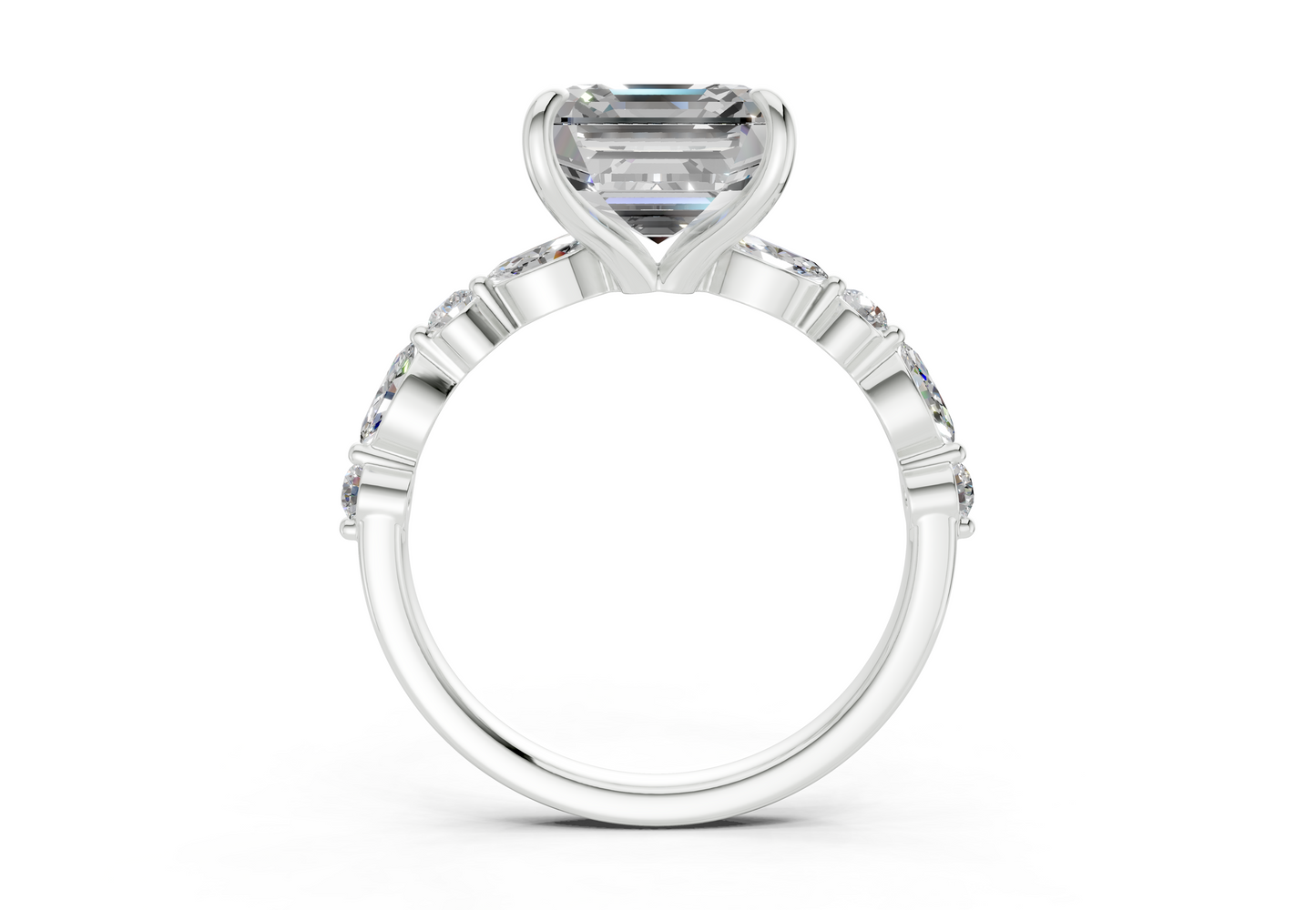 Aetheria Diamond Accent Asscher Cut 2mm Engagement Ring