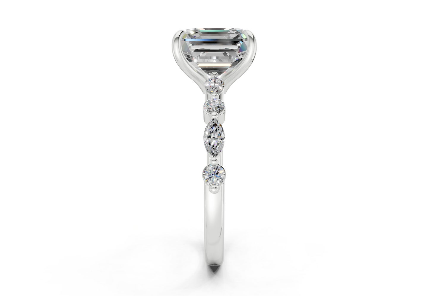 Aetheria Diamond Accent Asscher Cut 2mm Engagement Ring