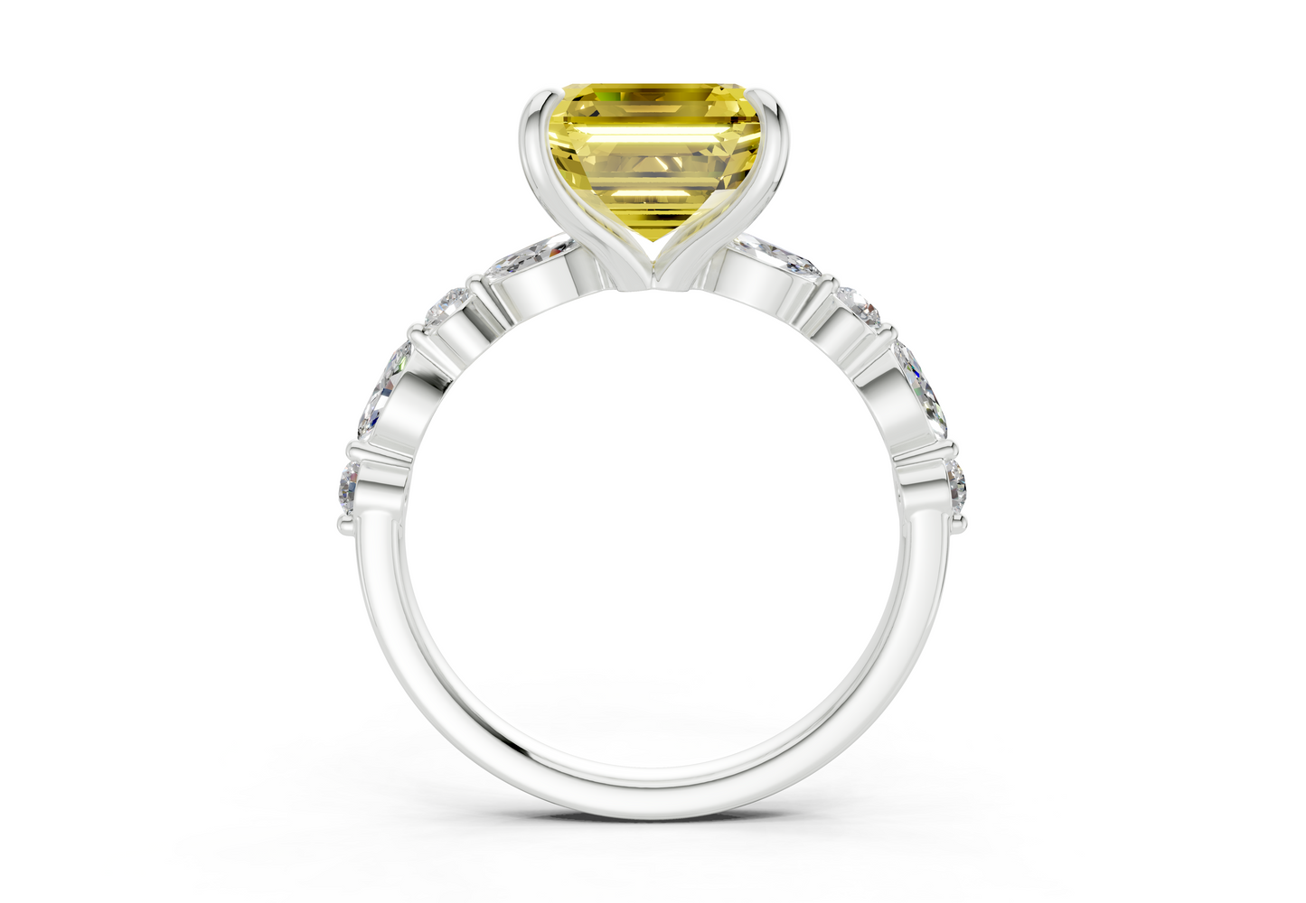 Aetheria Yellow Diamond Accent Asscher Cut 2mm Engagement Ring