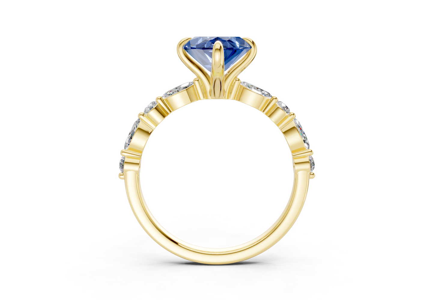Aetheria Sapphire Gemstone Accent Marquise Cut 2mm Engagement Ring