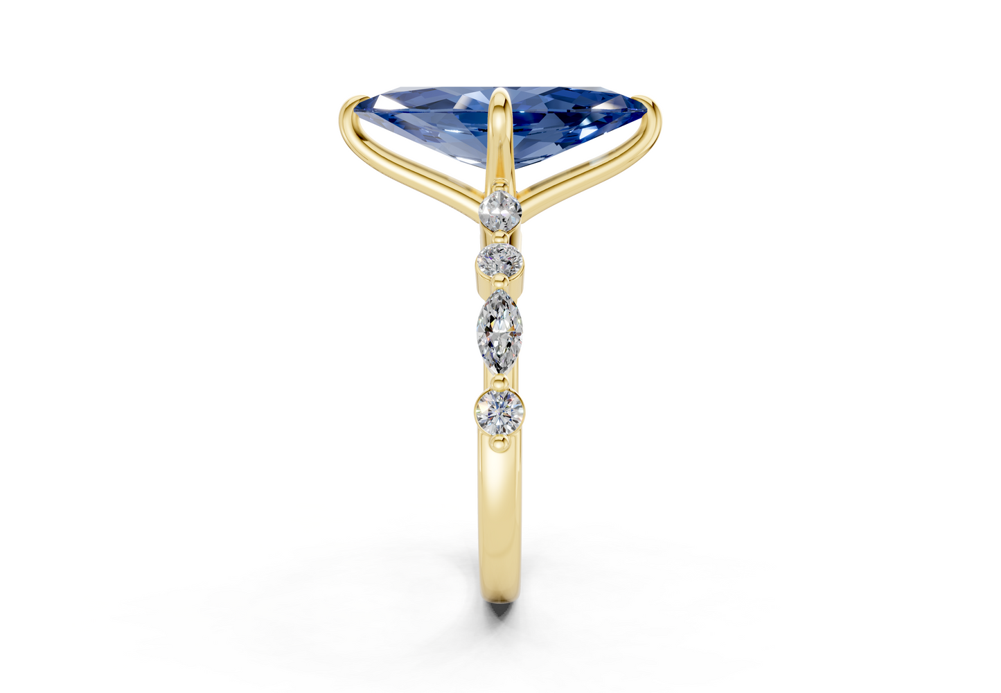 Aetheria Sapphire Gemstone Accent Marquise Cut 2mm Engagement Ring
