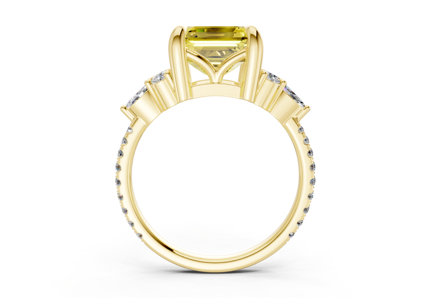 Zephyrine Yellow Diamond Accent Asscher Cut 1.9mm Engagement Ring