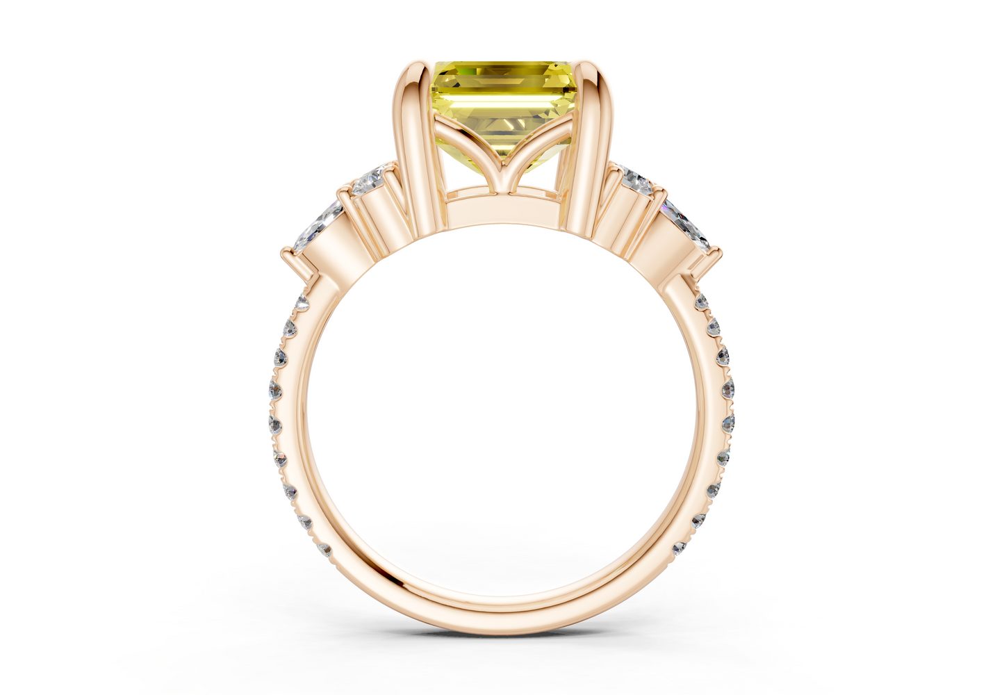 Zephyrine Yellow Diamond Accent Asscher Cut 1.9mm Engagement Ring