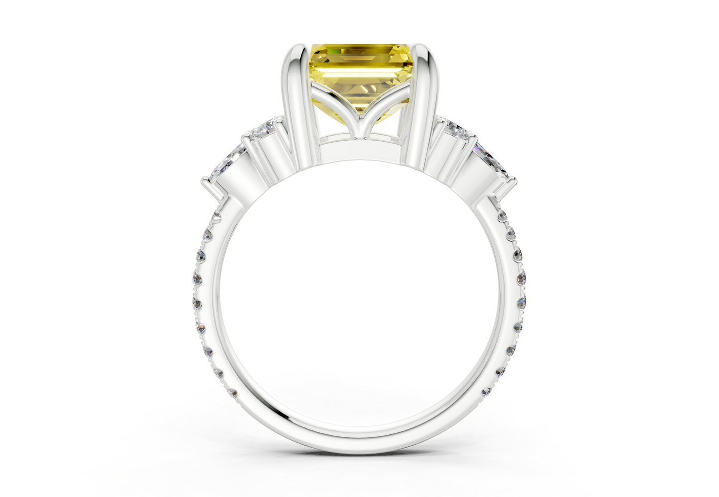 Zephyrine Yellow Diamond Accent Asscher Cut 1.9mm Engagement Ring