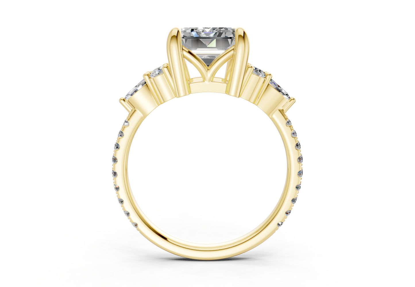 Zephyrine Diamond Accent Emerald Cut 1.9mm Engagement Ring