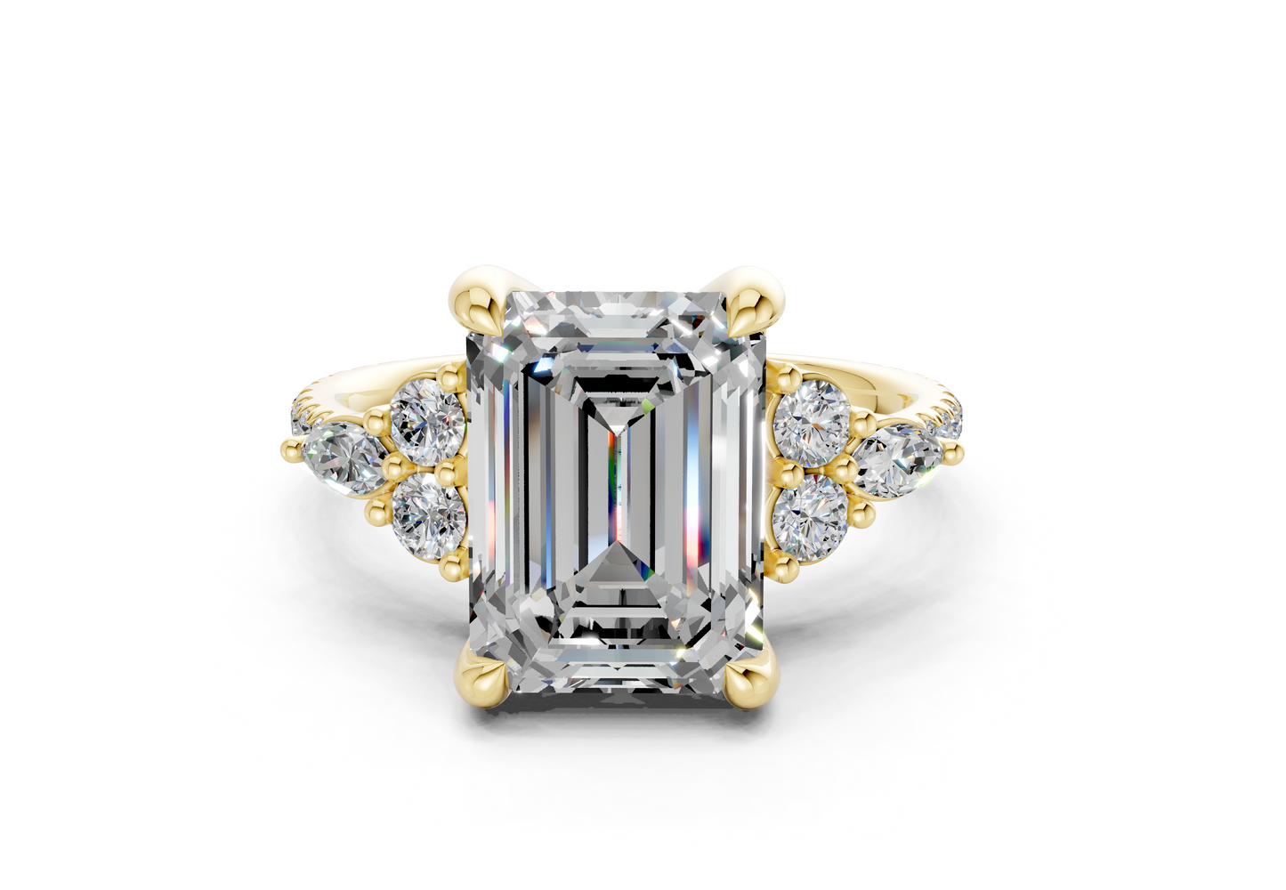 Zephyrine Diamond Accent Emerald Cut 1.9mm Engagement Ring
