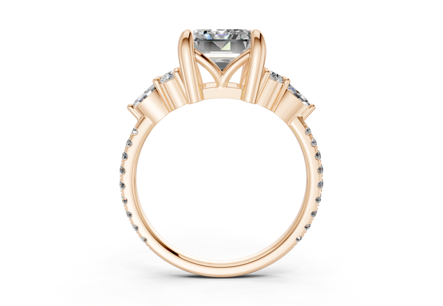 Zephyrine Diamond Accent Emerald Cut 1.9mm Engagement Ring