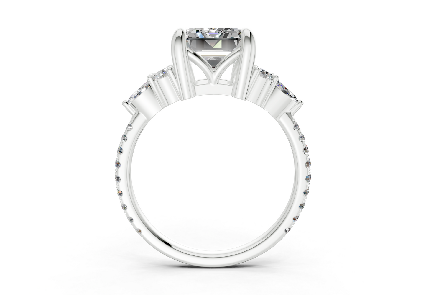 Zephyrine Diamond Accent Emerald Cut 1.9mm Engagement Ring