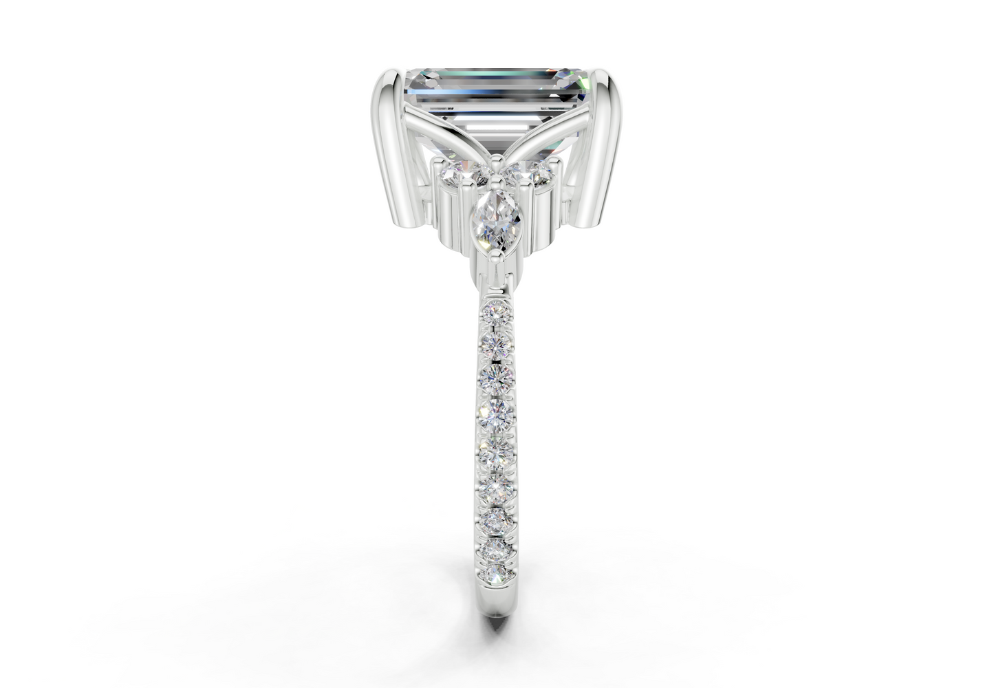 Zephyrine Diamond Accent Emerald Cut 1.9mm Engagement Ring