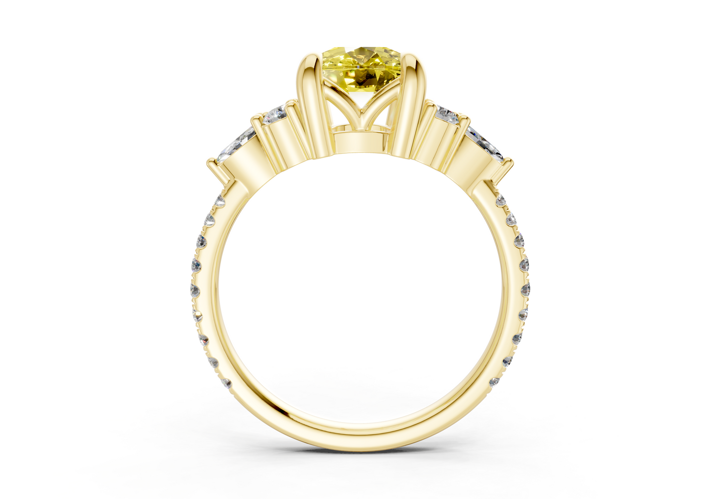 Zephyrine Yellow Diamond Accent Elongated Cushion Cut 1.9mm Engagement Ring