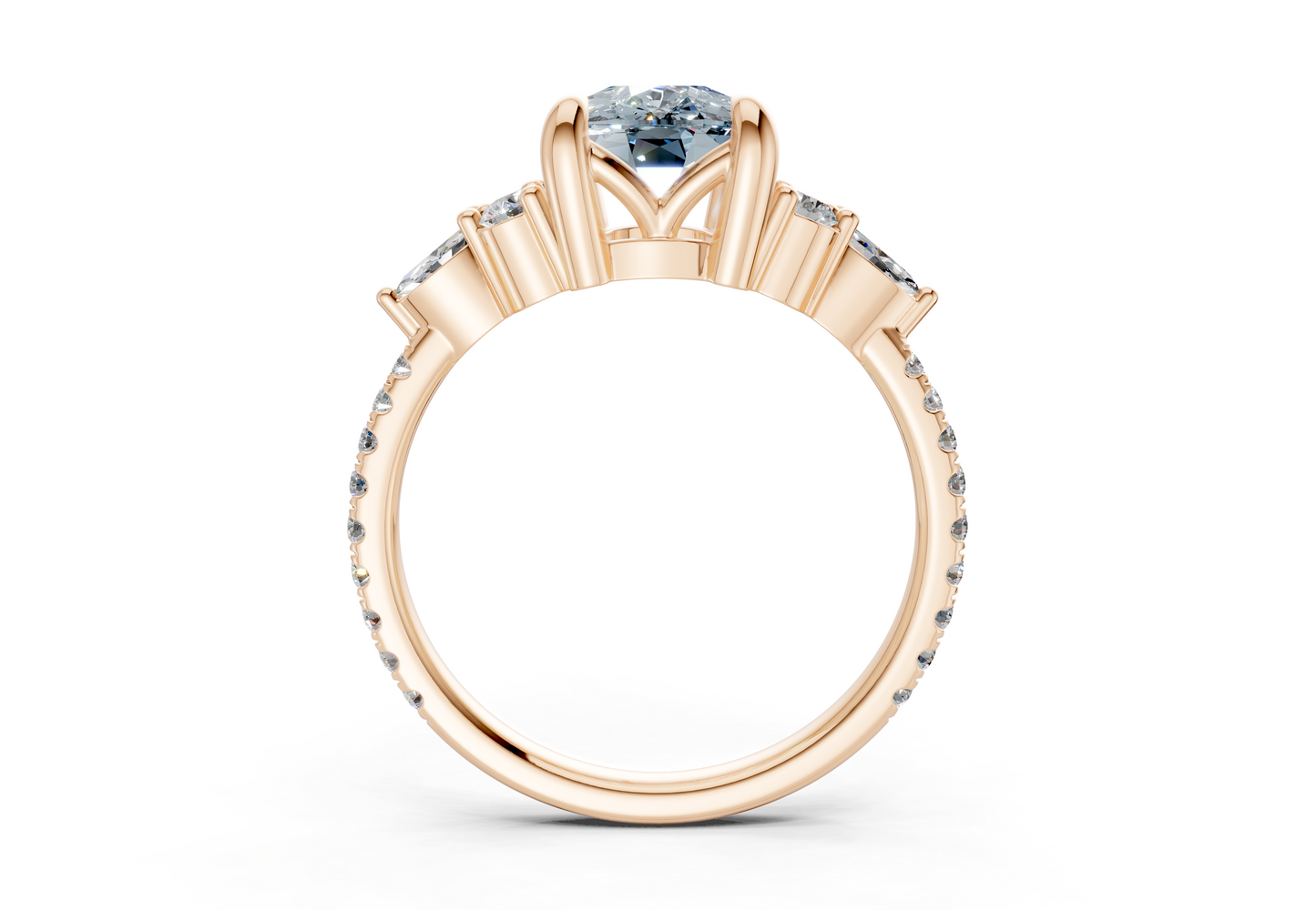 Zephyrine Blue Diamond Accent Elongated Cushion Cut 1.9mm Engagement Ring