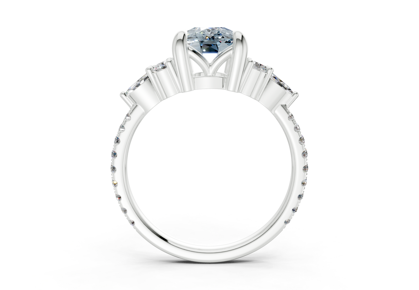 Zephyrine Blue Diamond Accent Elongated Cushion Cut 1.9mm Engagement Ring