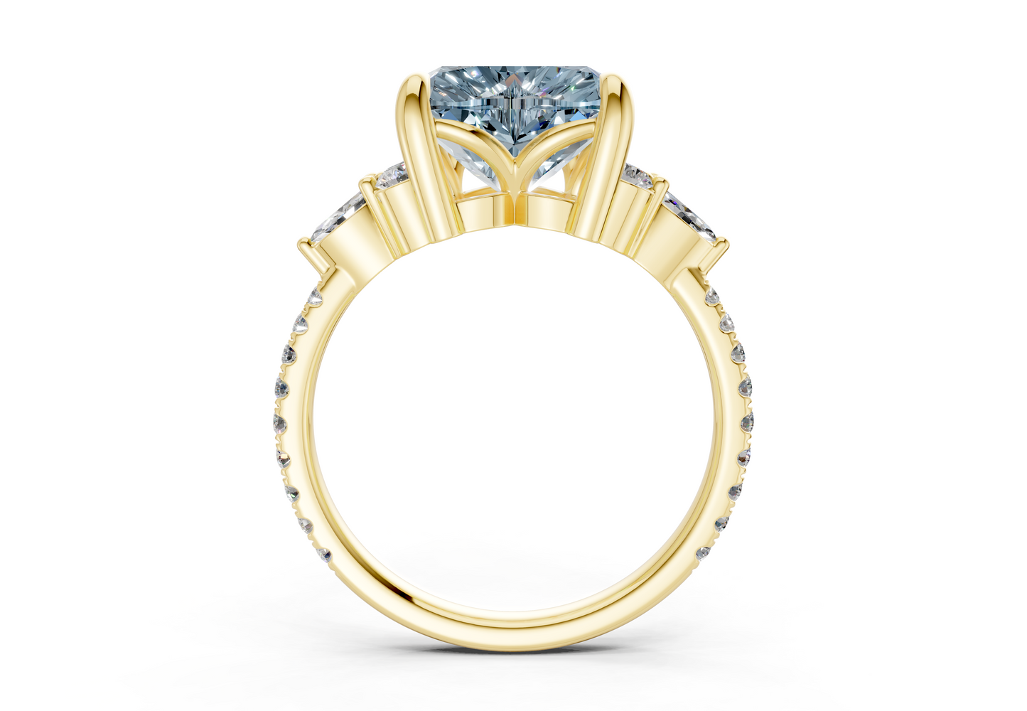 Zephyrine Blue Diamond Accent Heart Cut 1.9mm Engagement Ring
