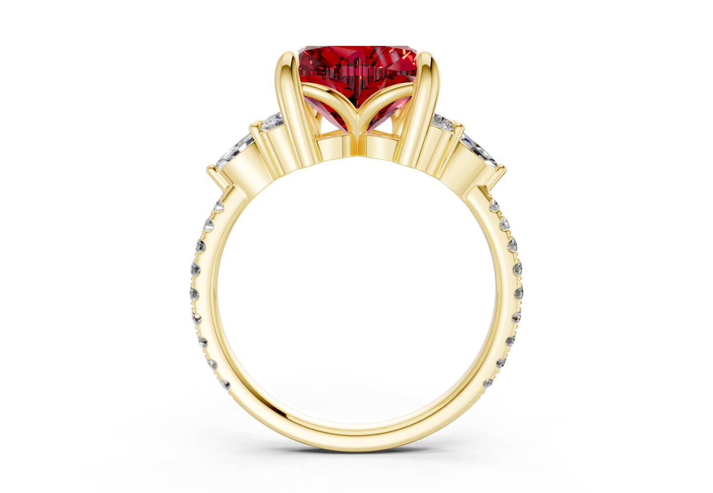 Zephyrine Ruby Gemstone Accent Heart Cut 1.9mm Engagement Ring