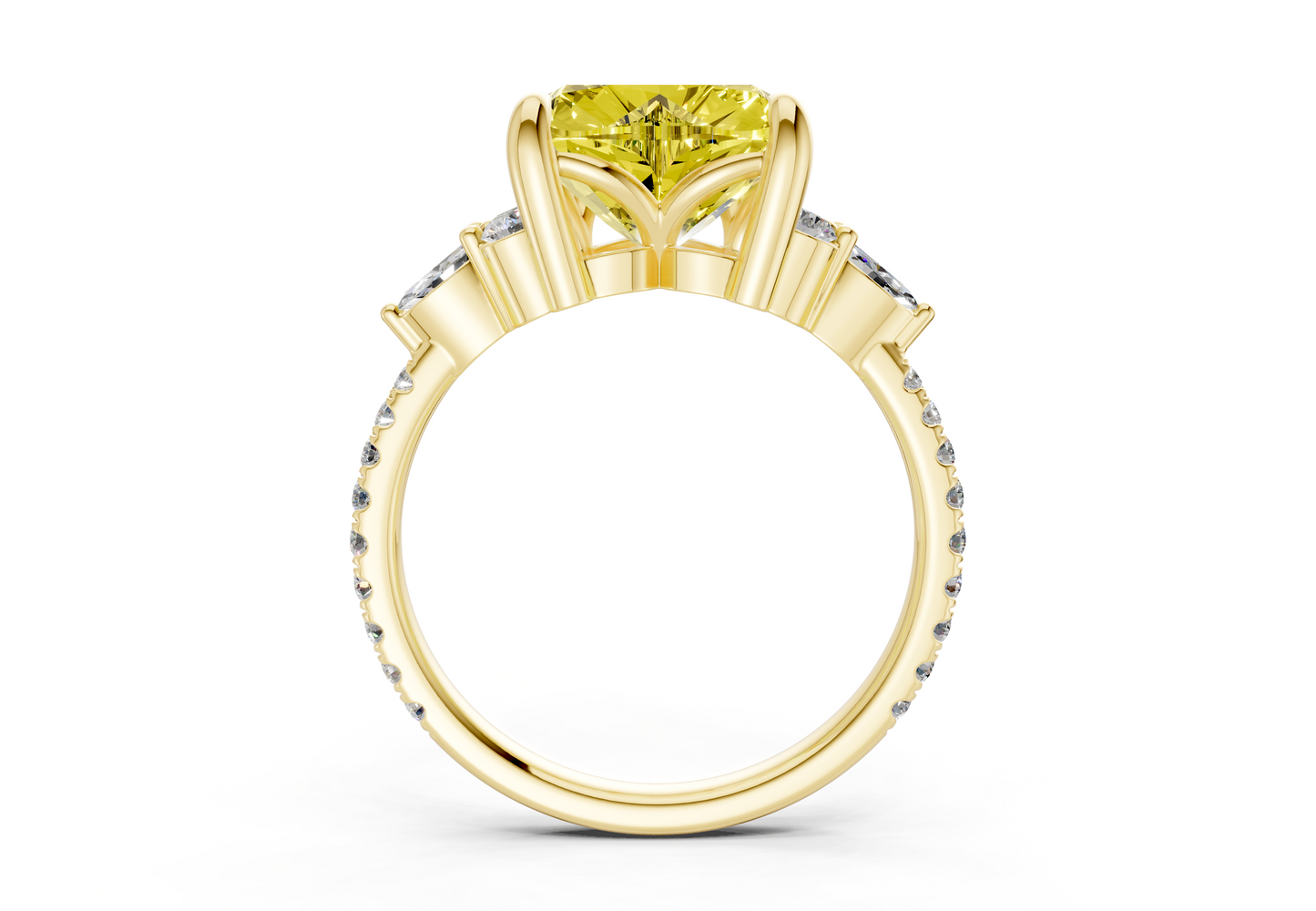 Zephyrine Yellow Diamond Accent Heart Cut 1.9mm Engagement Ring