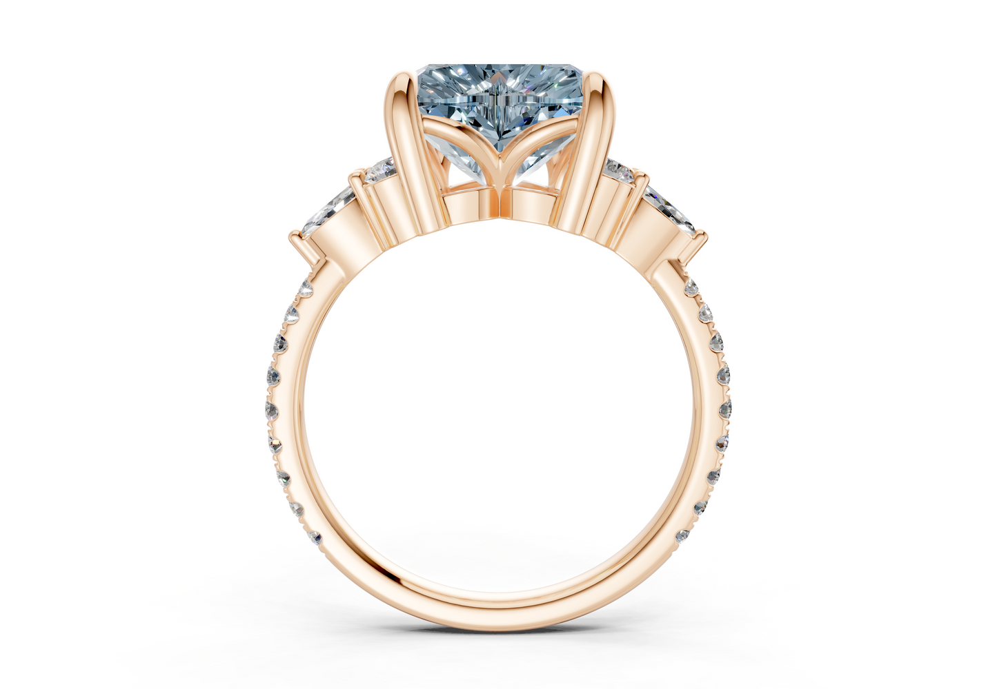 Zephyrine Blue Diamond Accent Heart Cut 1.9mm Engagement Ring