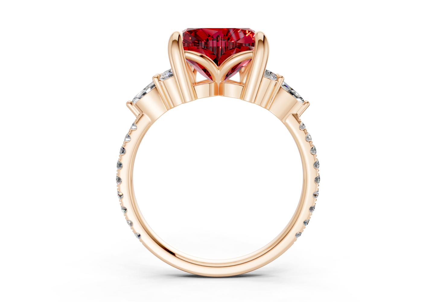 Zephyrine Ruby Gemstone Accent Heart Cut 1.9mm Engagement Ring