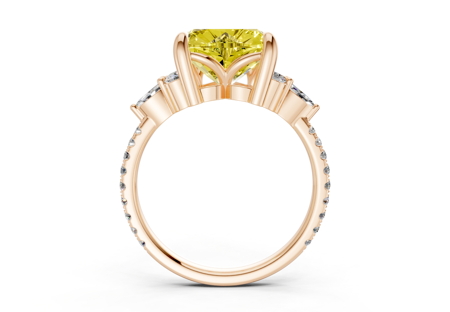 Zephyrine Yellow Diamond Accent Heart Cut 1.9mm Engagement Ring