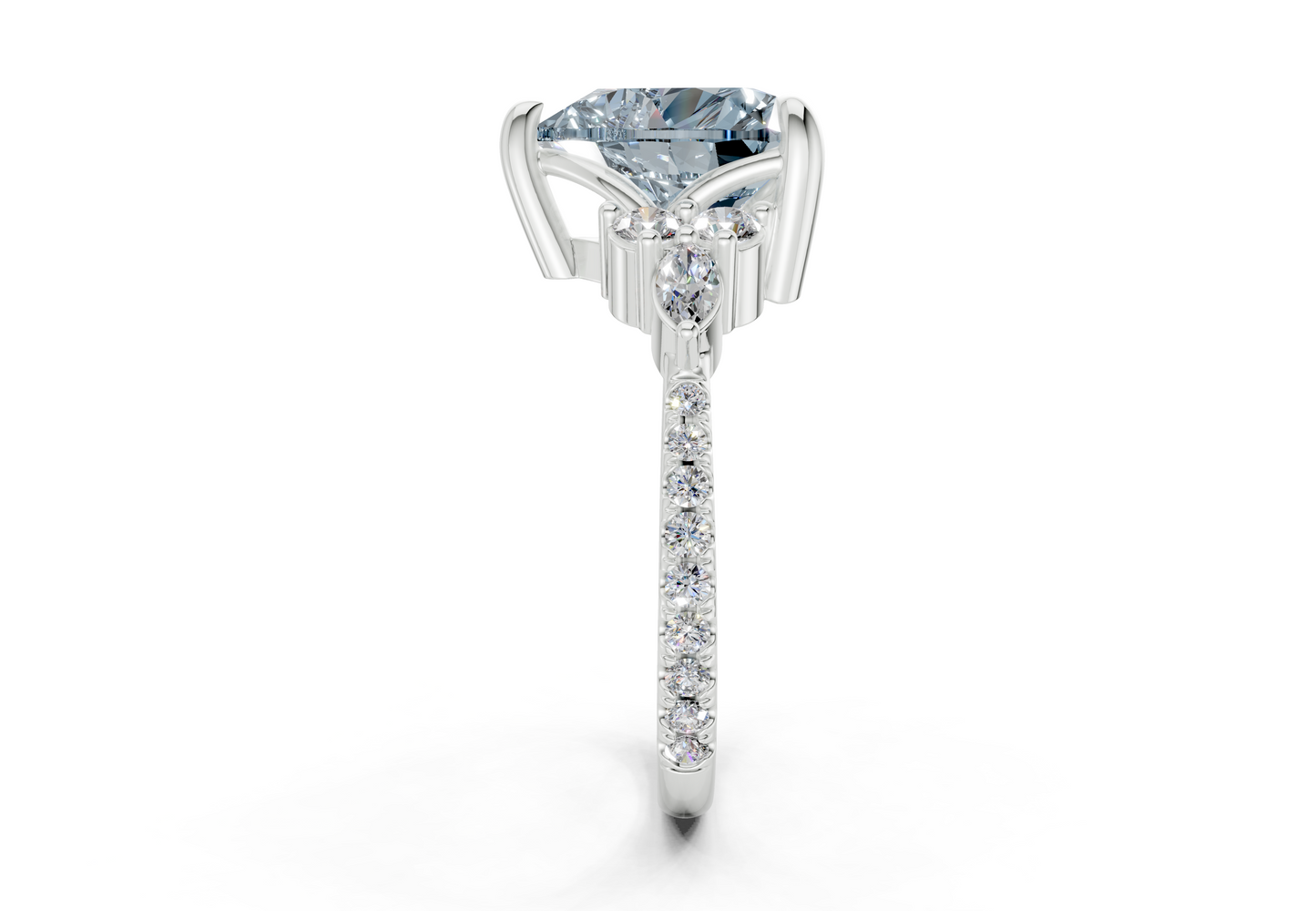 Zephyrine Blue Diamond Accent Heart Cut 1.9mm Engagement Ring