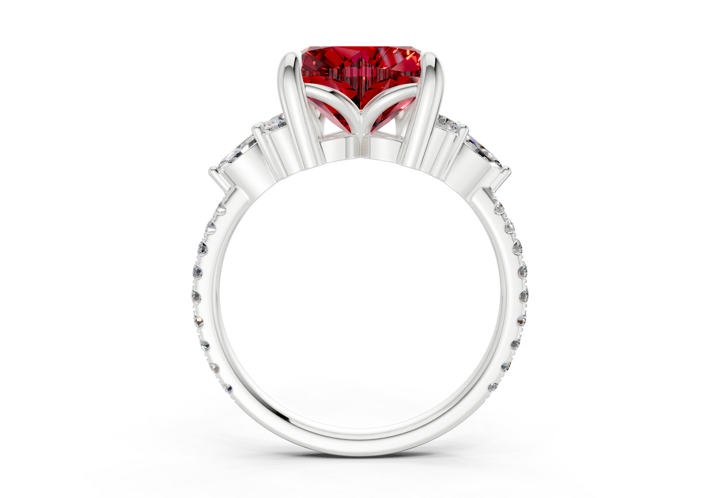 Zephyrine Ruby Gemstone Accent Heart Cut 1.9mm Engagement Ring