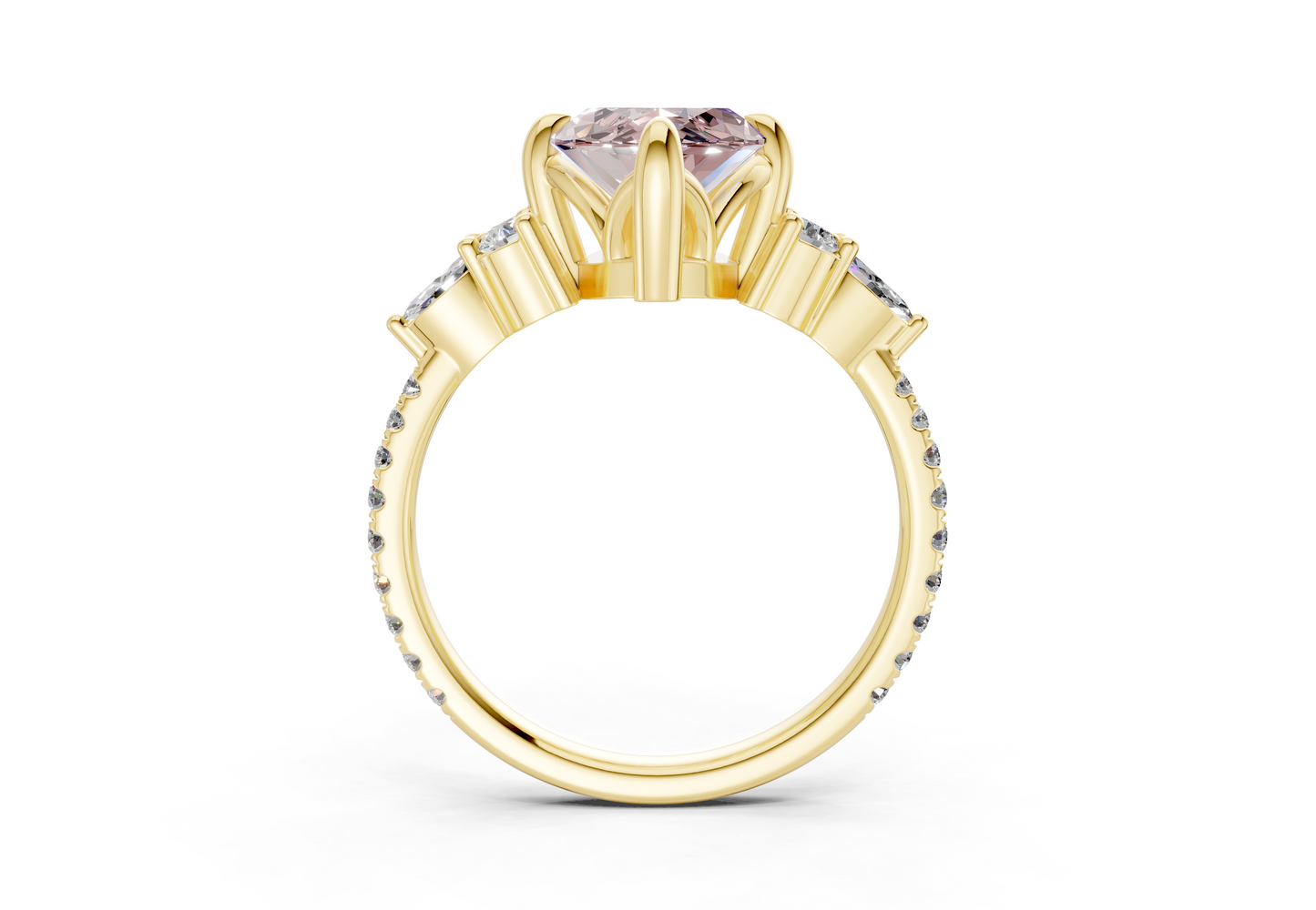 Zephyrine Pink Diamond Accent Marquise Cut 1.9mm Engagement Ring